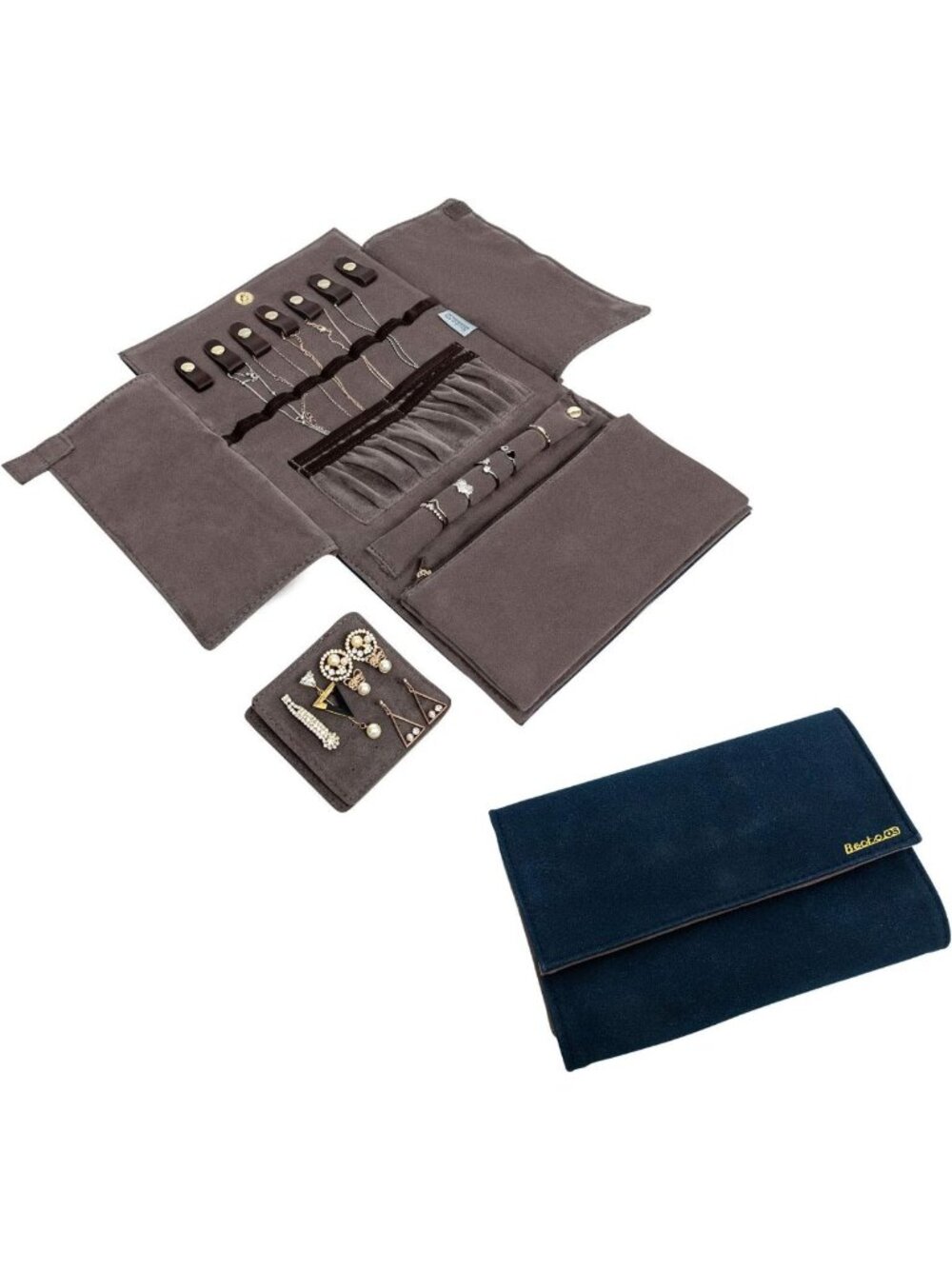 Travel Jewelry Organizer Roll - Perfect for Necklaces & Rings, Compact & Stylish